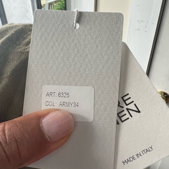 Elena Baldi green linen shirt dress roll sleeves new with tags size L - Picture 8 of 11